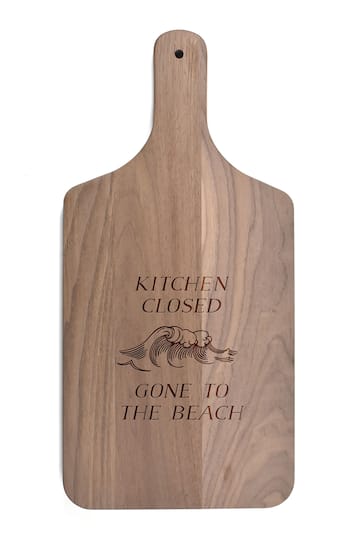 17" Kitchen Is Closed Walnut Wood Paddle Cutting Board